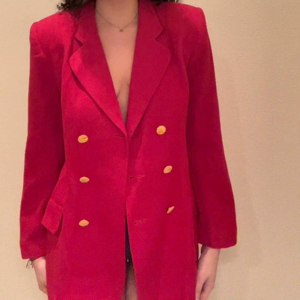 Red Wool Double Breasted Gold Button Jacket - image 1